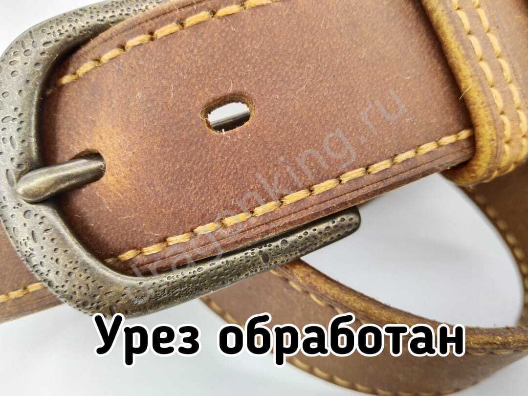 Ремень мужской в винтажном стиле с обработаным урезом